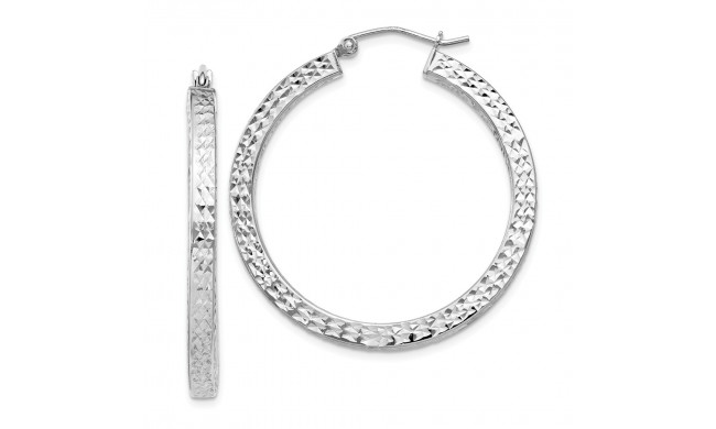Quality Gold Sterling Silver Rhodium-plated  3x35mm Square Tube Hoop Earrings - QE8136