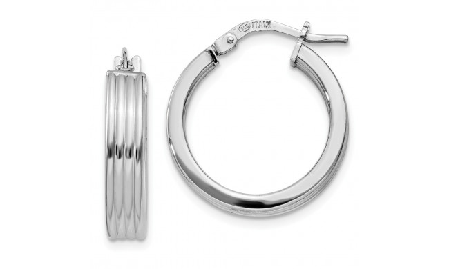 Quality Gold Sterling Silver Rhodium-plated Grooved Hoop Earrings - QE11537