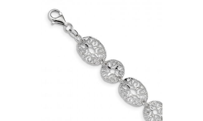 Quality Gold Sterling Silver Rhodium Polished Circles Bracelet - QG3335-8.25