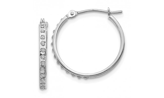 Quality Gold 14k White Gold Diamond Round Hinged Hoop Earrings - DF241