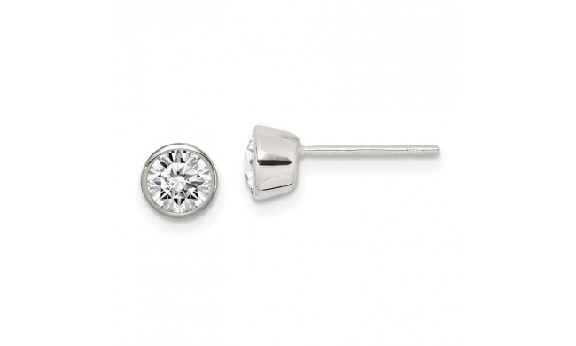 Quality Gold Sterling Silver 5mm CZ Round Bezel Stud Earrings - QE3174