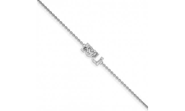 Quality Gold Sterling Silver Rhodium Plated CZ I Heart U Bracelet - QG3347-7.5