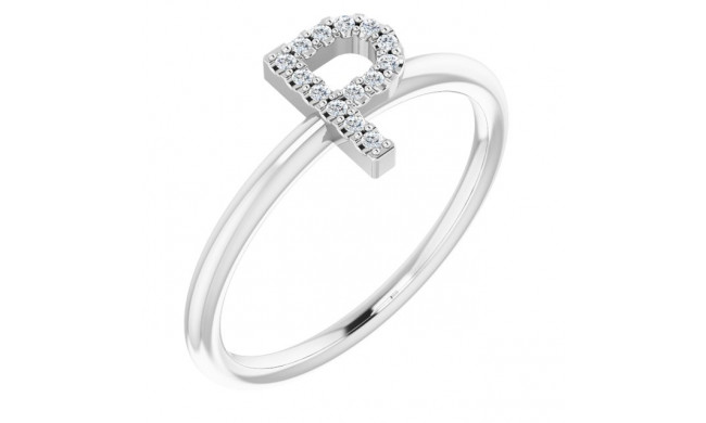 14K White .07 CTW Diamond Initial P Ring - 1238346075P