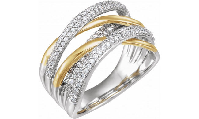 14K White & Yellow 1/2 CTW Diamond Criss-Cross Ring - 65232460001P