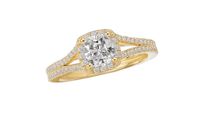 Romance 18k Yellow Gold Halo Semi-Mount Diamond Engagement Ring