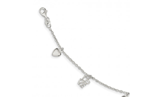 Quality Gold Sterling Silver Heart & Love Charm Bracelet - QG3260-7.5
