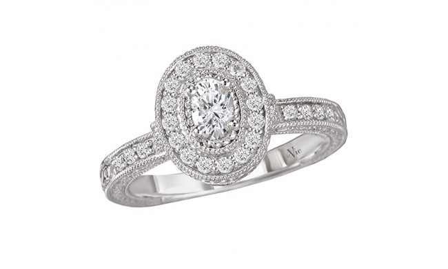 14k White Gold Halo Complete Diamond Engagement Ring