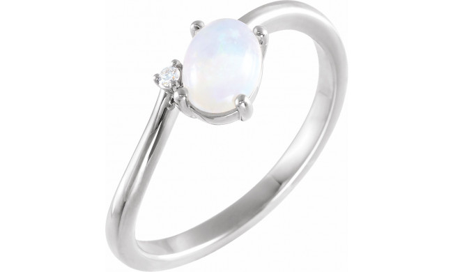 14K White Ethiopian Opal & .015 CT Diamond Bypass Ring - 72085605P