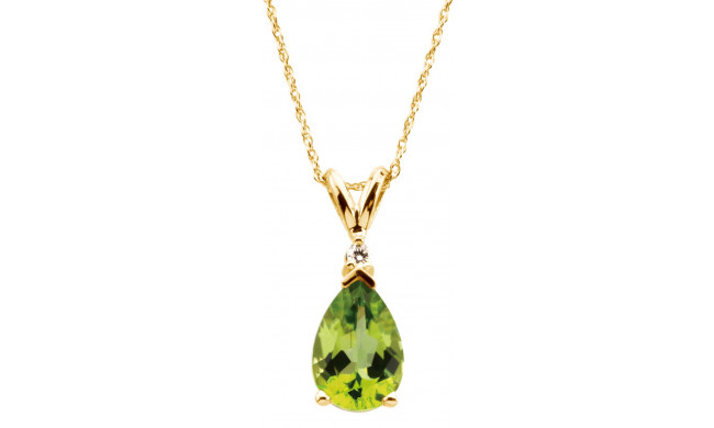 14K Yellow 10x7 mm Pear Peridot & .04 CT Diamond 18 Necklace - 6903261109P