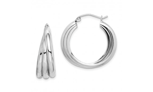 Quality Gold Sterling Silver Rhodium Plated Hoop Earrings - QE8403