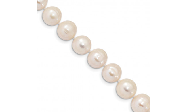 Quality Gold Sterling Silver Rhodium  10-11mm White FW Cultured Pearl Bracelet - QH4828-7.25