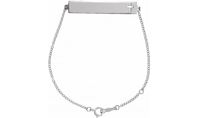 14K White Pierced Cross Bar 6 1/2-7 1/2 Bracelet - BRC7671000P