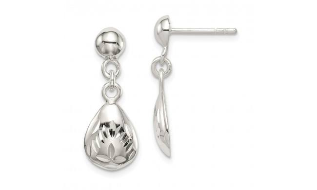 Quality Gold Sterling Silver Diamond Cut Oval Dangle Post Earrings - QE8604