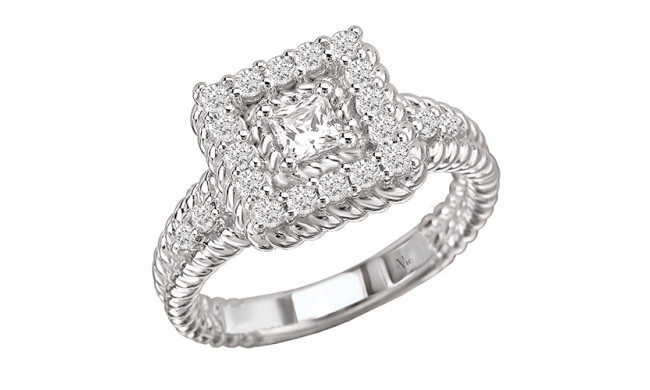 14k White Gold Halo Semi-Mount Diamond Engagement Ring