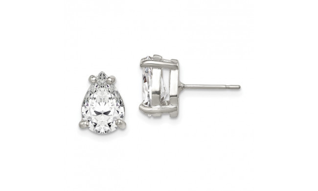 Quality Gold Sterling Silver Pear CZ Stud Earrings - QE317