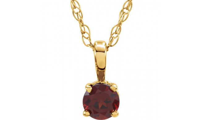 14K Yellow 3 mm Round Mozambique Garnet Youth Birthstone 14 Necklace - 2839370006P