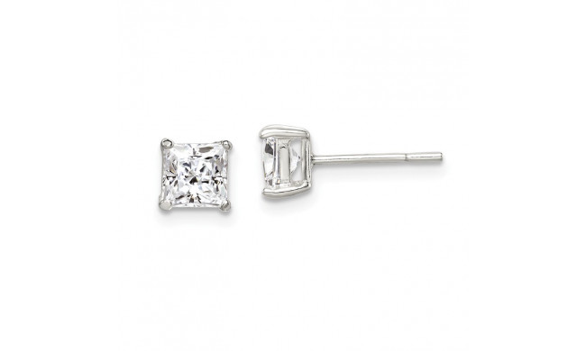 Quality Gold Sterling Silver 5mm Princess Basket Set CZ Stud Earrings - QE3152