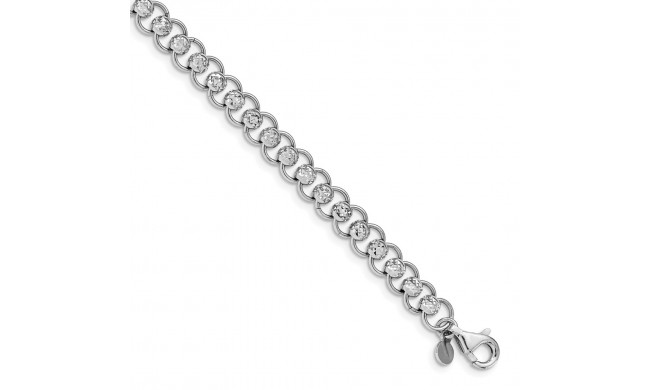 Quality Gold Sterling Silver Rhodium-plated Diamond-cut Beads & Circles Bracelet - QG4819-7.5