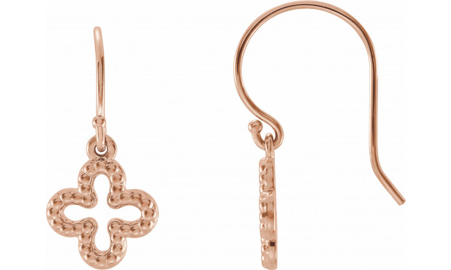 14K Rose Beaded Clover Earrings - 86503602P