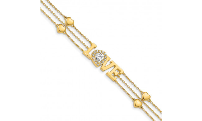 Quality Gold Sterling Silver Gold-Tone Crystal Love Bracelet - QG4889-7.5