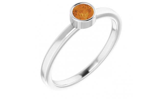 14K White 4 mm Round Citrine Ring - 718066043P