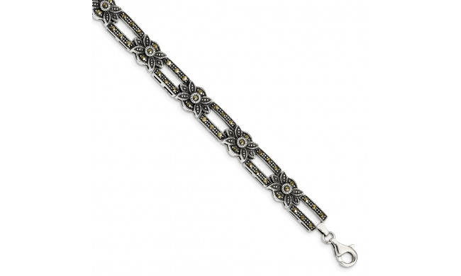 Quality Gold Sterling Silver Marcasite Bracelet - QH1038-7.5