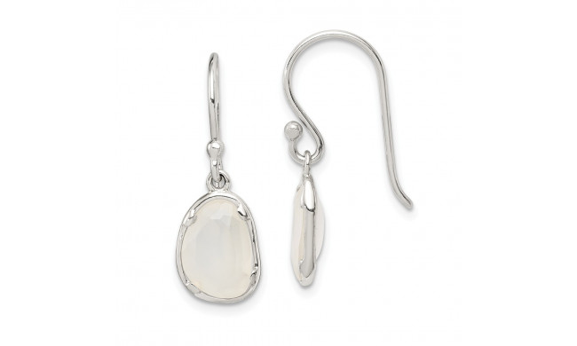 Quality Gold Sterling Silver White Chalcedony Dangle Earrings - QE14275