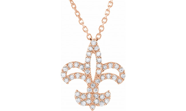 14K Rose 1/5 CTW Diamond Fleur De Lis 16 Necklace - 6775384715P