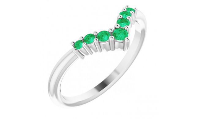 14K White Emerald Graduated V Ring - 720776007P