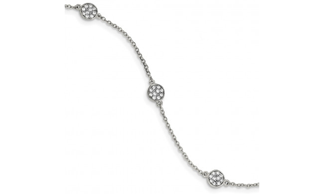 Quality Gold Sterling Silver Polished Circles with CZ Bracelet - QG3907-5.75