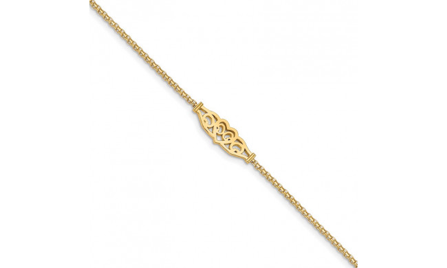 Quality Gold 14k Heart Anklet - ANK33-9