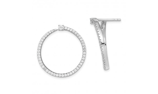 Quality Gold Sterling Silver Rhodium-plated CZ Circle Dangle Post Earrings - QE15108