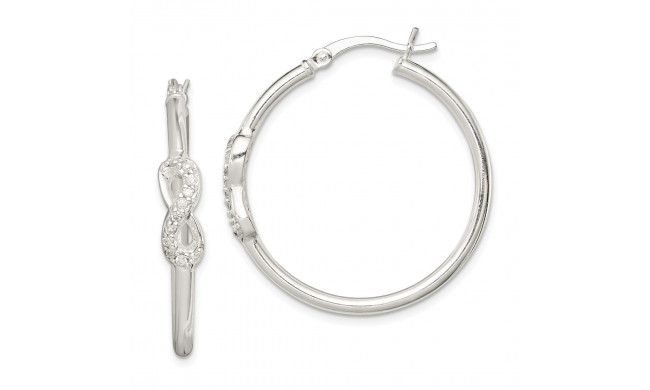 Quality Gold Sterling Silver Polished CZ Infinity Symbol Hinged Hoop Earrings - QE12325