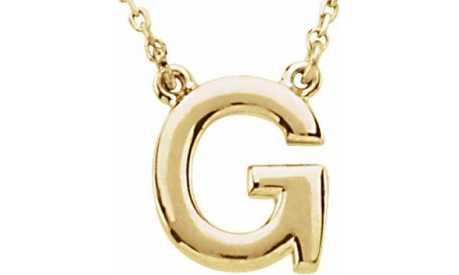 14K Yellow Block Initial G 16 Necklace - 84634316223P