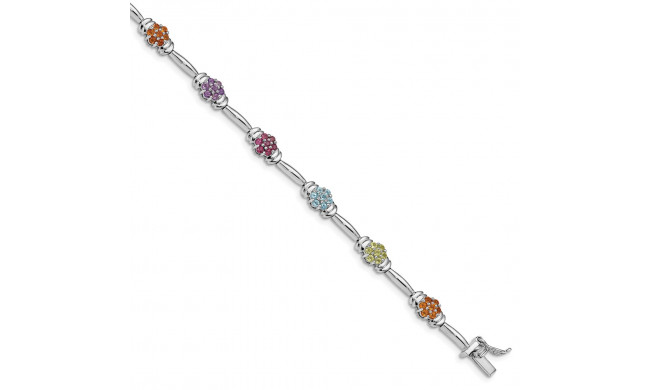Quality Gold Sterling Silver Rhodium-plated Multi-gemstone Bracelet - QG4922-7.5