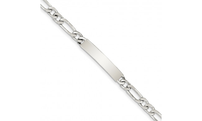 Quality Gold Sterling Silver 7inch Polished Engraveable Figaro Link ID Bracelet - QID108-7