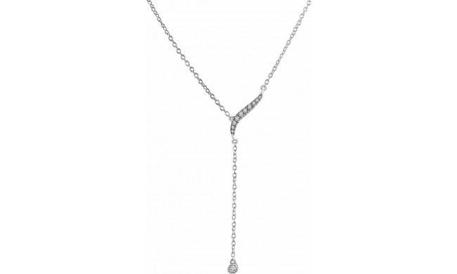 14K White 1/10 CTW Diamond Y 16-18 Necklace - 65284160002P