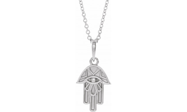 14K White Hamsa 16-18 Necklace - 86819600P