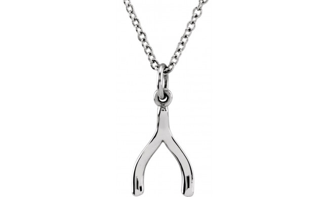 14K White Tiny Poshu00ae Wishbone 16-18 Necklace - 858011002P