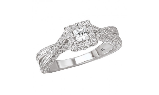 14k White Gold Halo Semi-Mount Diamond Engagement Ring