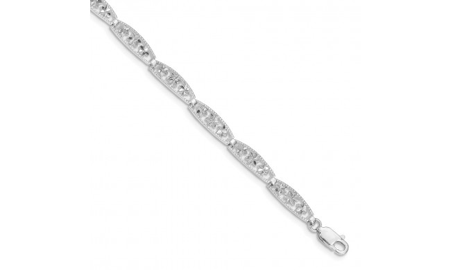 Quality Gold Sterling Silver Diamond-cut Flower Bracelet - QG4829-7.5