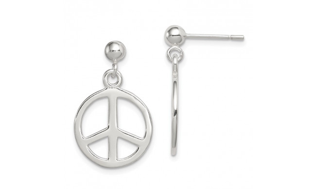 Quality Gold Sterling Silver Peace Sign Dangle Earrings - QE6305