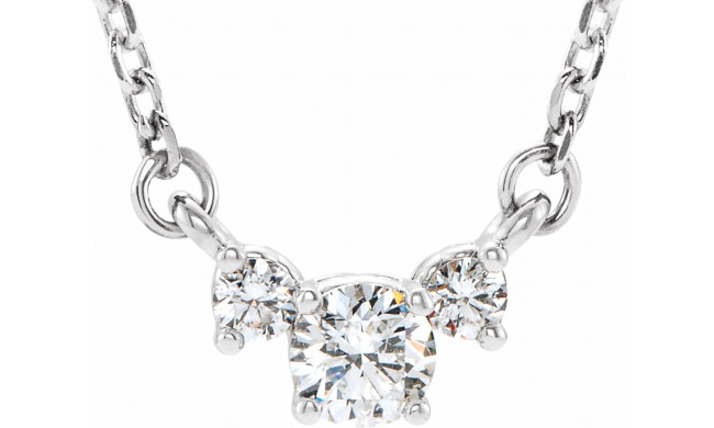 14K White 1/3 CTW Diamond Three-Stone 16-18 Necklace - 86615605P