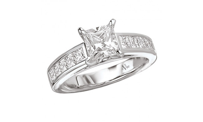 La Vie 14k White Gold Peg Head Semi-Mount Engagement Ring