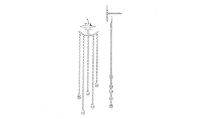 Quality Gold Sterling Silver Rhodium-plated Star Posts & Dangle Bead Jackets Earrings - QE15394