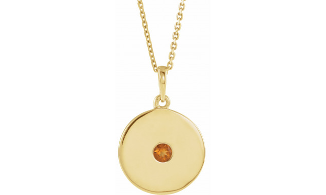 14K Yellow Citrine Disc 16-18 Necklace - 8651460115P