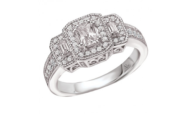 14k White Gold Halo Semi-Mount Diamond Engagement Ring