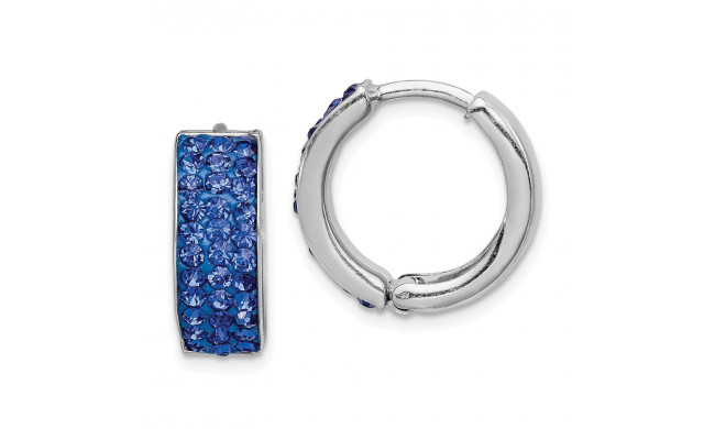 Quality Gold Sterling Silver Indigo Blue Preciosa Crystal Hinged Hoop Earrings - QE9561