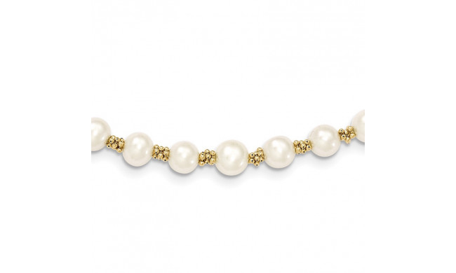 Quality Gold 14k White Round Freshwater Cultured Pearl Bracelet - XF153-7.25