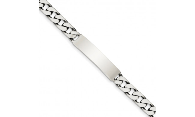 Quality Gold Sterling Silver 8inch Engraveable Antiqued Curb Link ID Bracelet - QID121-8
